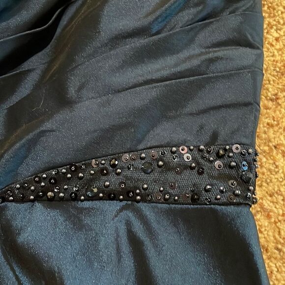 Mardigras gown Adrianna Papell one strap teal blue dress - Picture 3 of 13